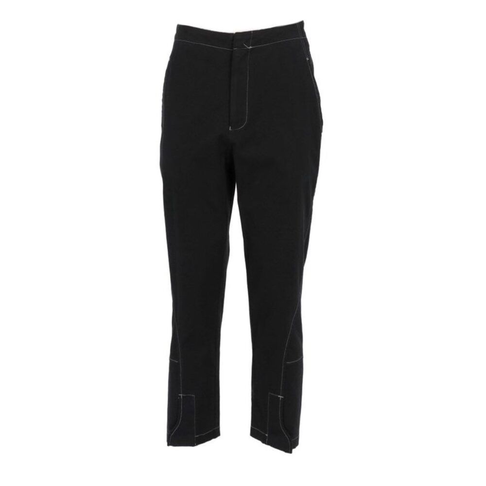 Comme des Garçons 90s Black Cotton Trousers with Velcro Hem & Contrast Stitch